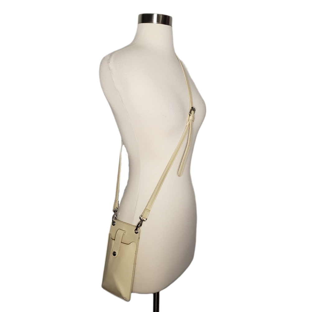 Madden Girl Cream Faux Leather Phone and Wallet Crossbody Sling Bag